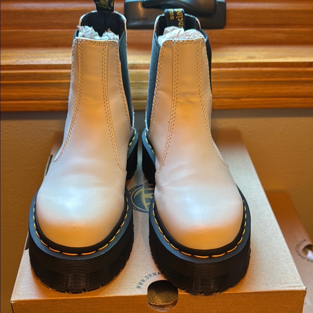 Dr. Martens Quad White Chelsea Boots - Picture 3 of 11